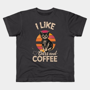 I like cats and coffee Kids T-Shirt